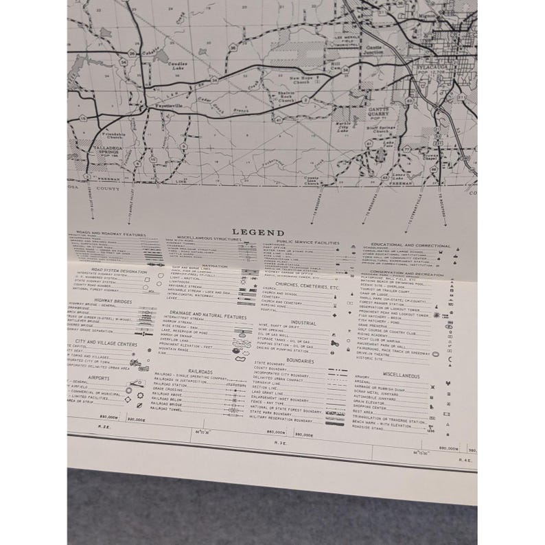 Vintage 1982 Talladega County Alabama General Highway Map 26" x 18" Sylacauga image 3