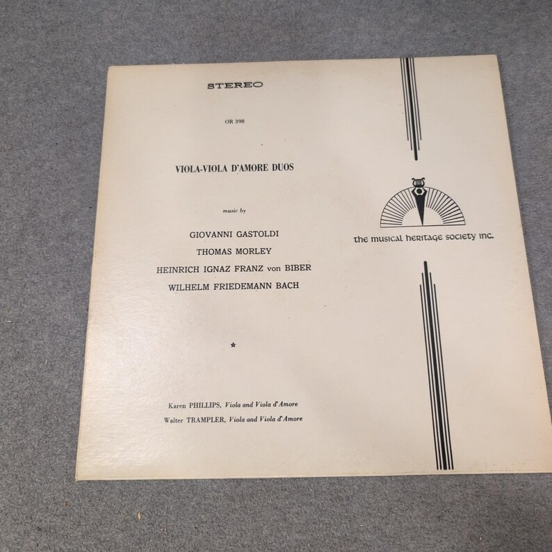Viola Viola D'Amore Duos LP Karen Phillips Walter Trampler MHS OR 398 Classical image 1