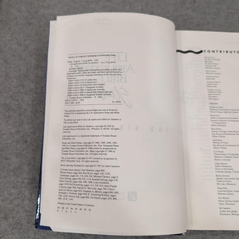 Bibbia per studenti con applicazioni pratiche per la vita quotidiana - La Bibbia vivente - 1992 - Copertina rigida - Blue Tyndale immagine 4
