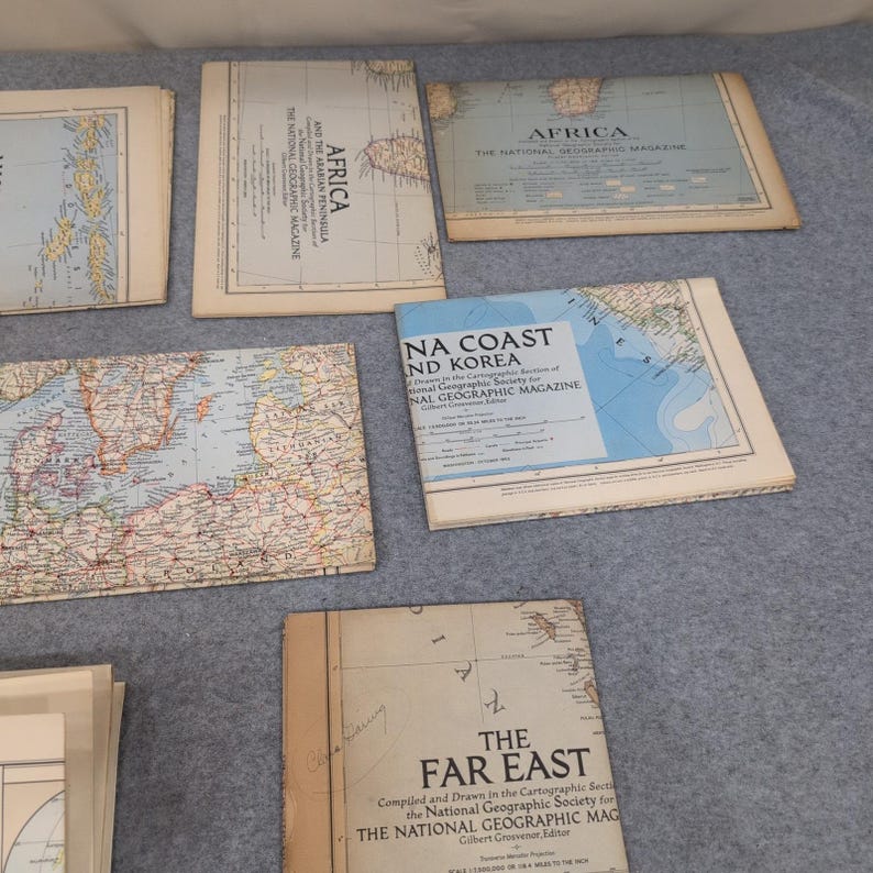 Vintage 1940s 1950s National Geographic Maps Antarctica Africa Far East Lot image 3