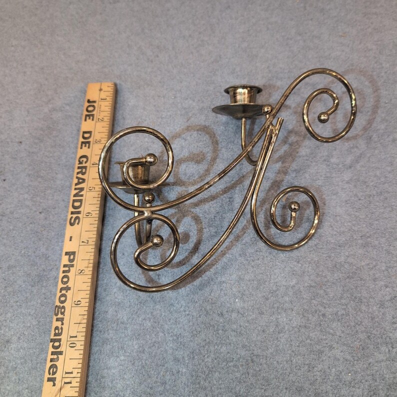 Home Interiors Gifts Brass Scroll Wall Sconce Candle Holder Pair Set of 2 image 6