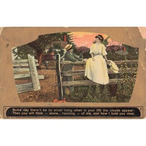 Antieke romantische ansichtkaart uit 1910, gedrukt in Saksen, gedicht, poststempel Sheboygan, Wisconsin afbeelding 1