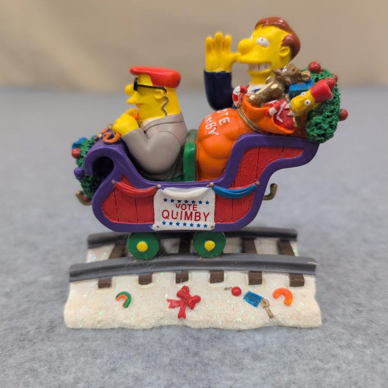 The Simpsons Christmas Express Mayor Quimby Vote Quimby Sleigh Figurine 2004 image 1