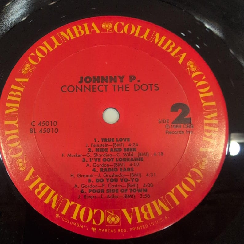 Johnny P. Connect the Dots Vinyl LP 1989 Columbia Records C 45010 Promo Gold Sta image 7