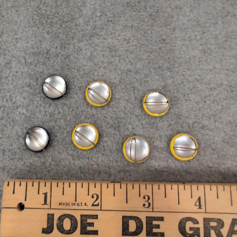 Vintage Block Letter Pinback Button Lot 7pc Blue F Yellow C Varsity Style Pins image 2