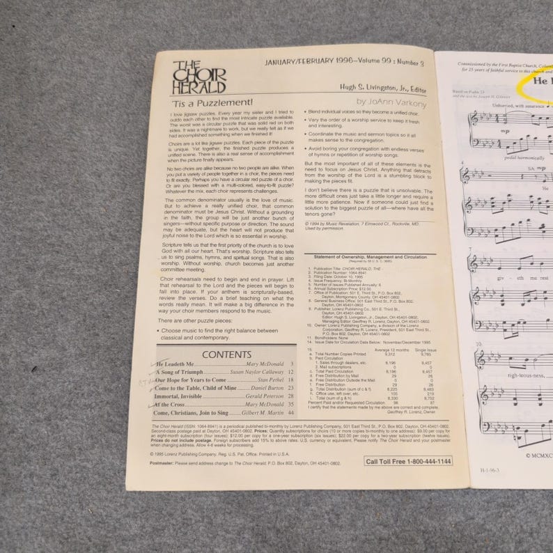 The Choir Herald Janvier Février 1996 Volume 99 Numéro 3 Magazine de musique chorale image 2