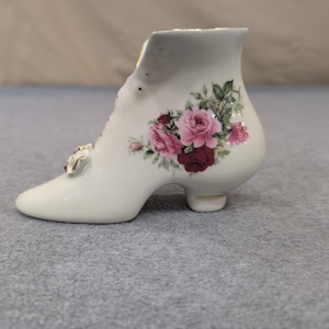 Formalities by Baum Bros White Ceramic Victorian Style Shoe Figurine Floral Rose image 1