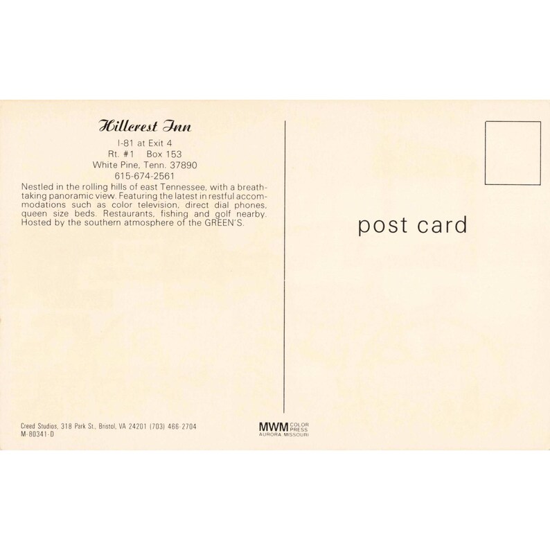 Hillcrest Inn White Pine Tennessee TN Chrome Postcard Multi-View Motel MWM image 2