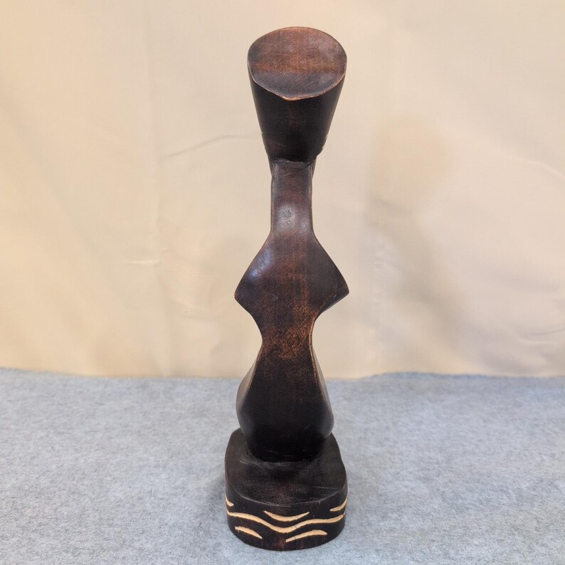 Vintage Hand Carved African Wooden Bust Sculpture Stylized Woman Folk Art image 4