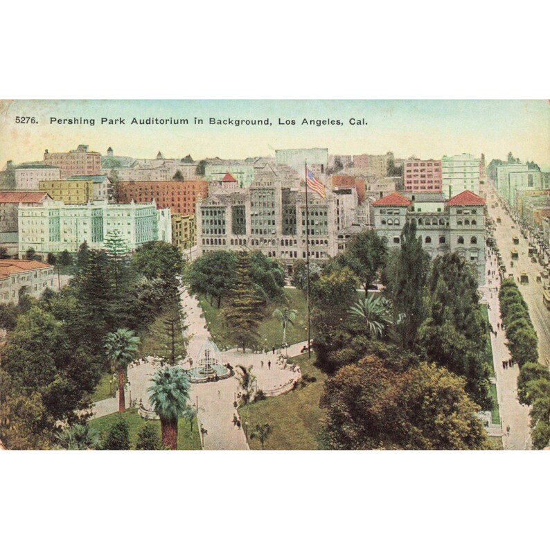 Vintage Pershing Park Auditorium Los Angeles CA Postcard Divided Back image 1