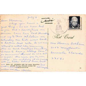 Vintage Mount Jefferson Central Oregon Metolius River Postcard 1971 Postmark image 2