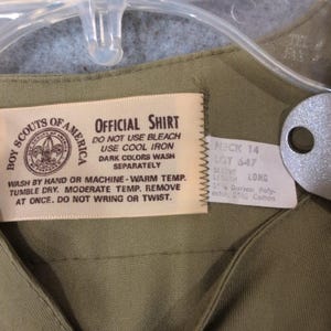 Vtg Boy Scouts of America BSA Uniform Shirt Olive Green Pikes Peak Council 14 image 6