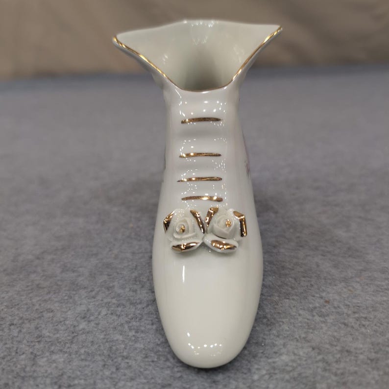 Formalities by Baum Bros White Ceramic Victorian Style Shoe Figurine Floral Rose image 2
