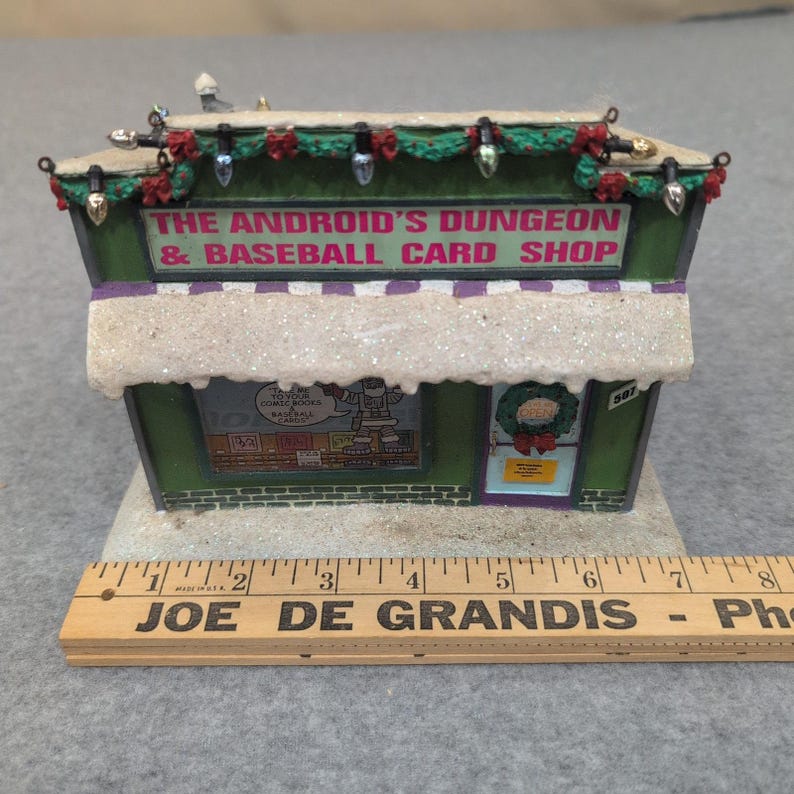 The Simpsons Android's Dungeon Baseball Card Shop Christmas Village Building image 3