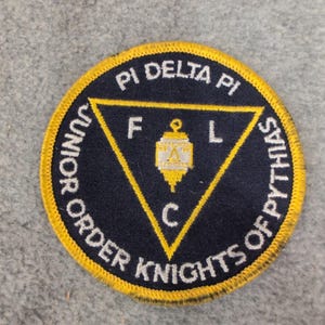 Junior Order Knights of Pythias Pi Delta Pi FLC Embroidered Patch Blue Yellow image 1