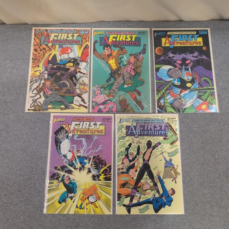 First Adventures 1-5 Comic Book Lot First Comics 1985 Dynamo Joe Whisper Blaze image 1