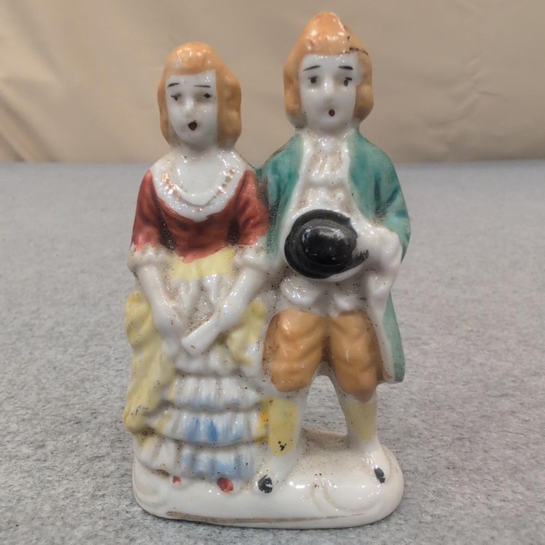 Vintage Porcelain Colonial Couple Figurine Made in Japan Hand Painted image 1