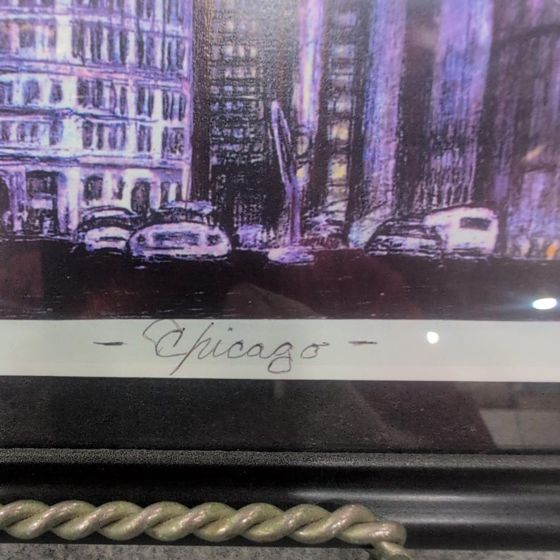 Ken Moriarty Signed Chicago Cityscape Limited Edition Print #2001 Framed Art image 3