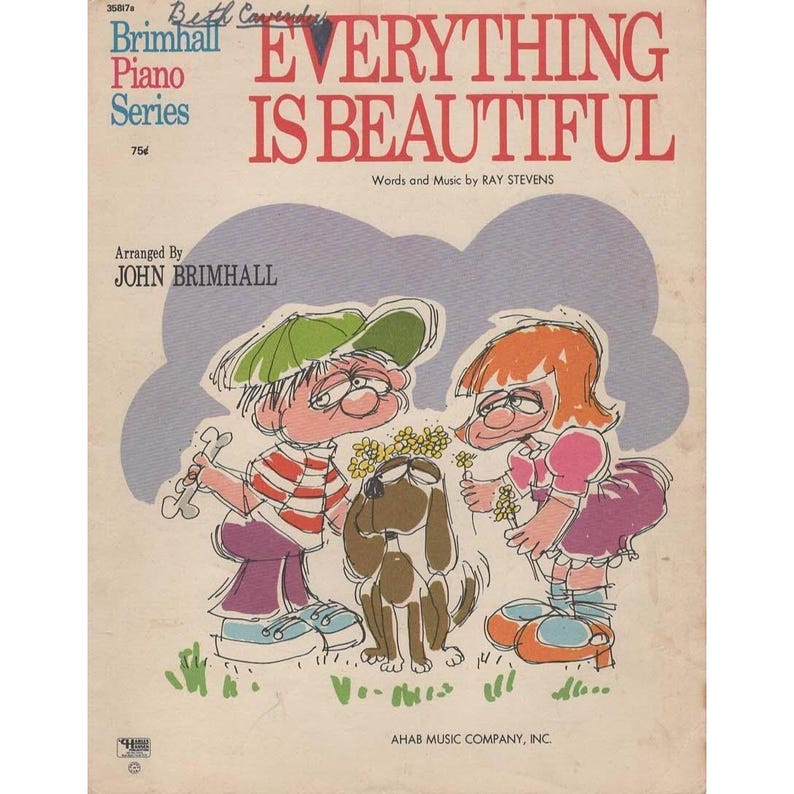 Everything Is Beautiful Vintage 1970s Sheet Music Ray Stevens Brimhall image 1