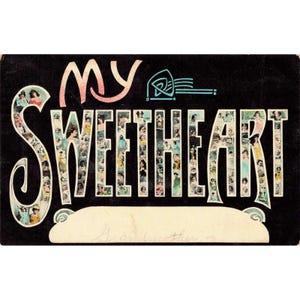 Vintage ansichtkaart "My Sweetheart" in groot formaat, RPPC-stijl, Duitsland 1802, VG. afbeelding 1