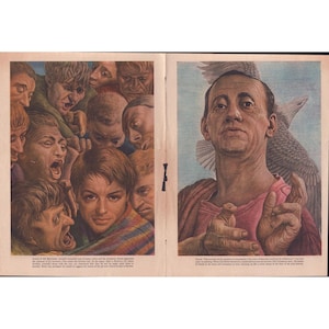 Vintage-Kunstdrucke mit biblischen Illustrationen von Guy Rowe: Josef, Jesaja, David und Elisa Bild 1