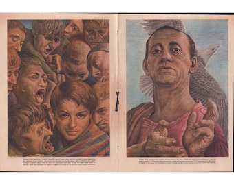 Láminas de arte de ilustraciones bíblicas antiguas de Guy Rowe: José, Isaías, David y Eliseo.