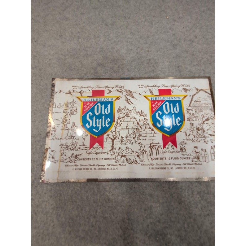 Vintage Heileman's Old Style Beer Metal Label Sheet G Heileman Brewing Co image 1