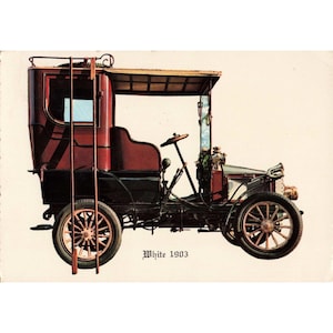Vintage 1903 White Motor Car Postcard Valentine Printers 1970 London Postmark image 1