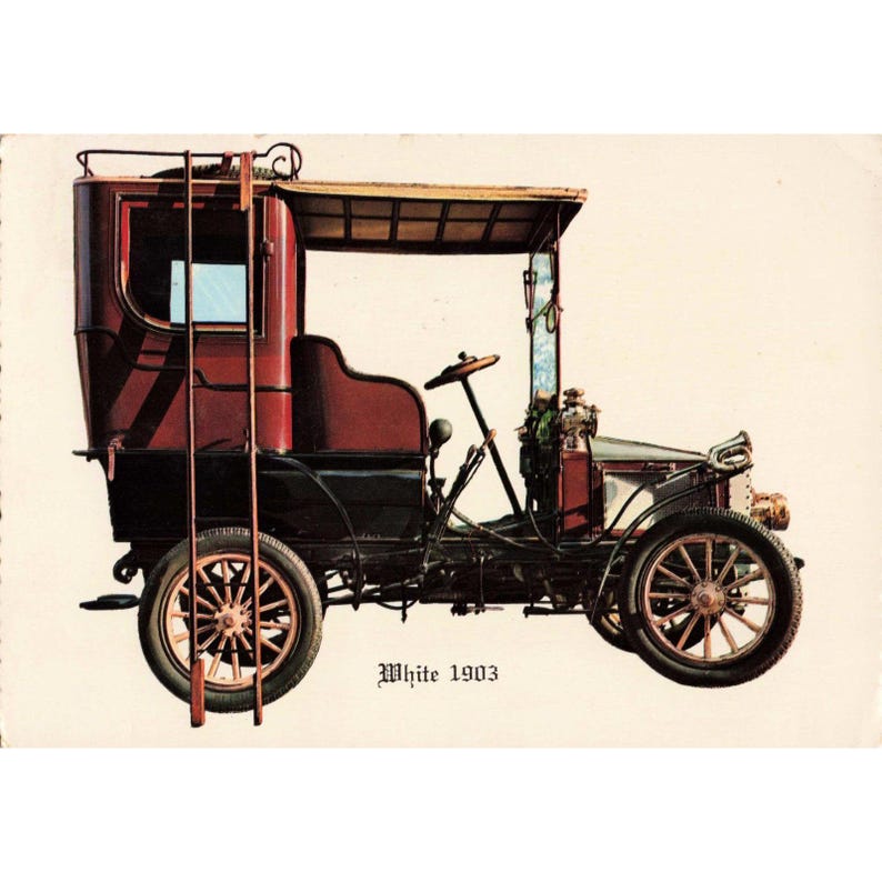 Vintage 1903 White Motor Car Postcard Valentine Printers 1970 London Postmark image 1