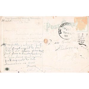 Antieke kerstkaart uit 1908 RPPC Gouden Klok Hulst Duitsland Reliëf afbeelding 2