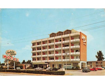 Carte postale vintage du motel Holiday Towers à Norfolk, en Virginie, style moderne du milieu du siècle (AAA).