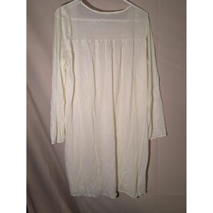 Vintage Ivory Long Sleeve Nightgown Lace Embroidered Floral Trim Sheer Nylon image 4