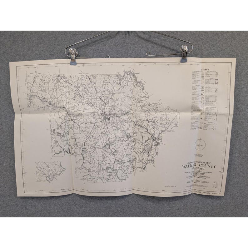 Vintage 1979 Walker County Alabama Highway Map 28" x 18" Jasper Parrish image 1