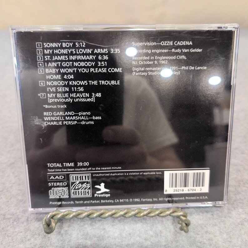 Red Garland When There Are Grey Skies CD Original Jazz Classics Prestige 1992 image 2