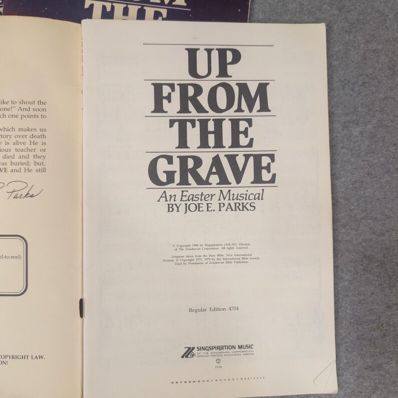 Up From The Grave Easter Musical Joe E Parks SATB Choral Book Lot of 4 1984 image 2