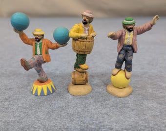 Emmett Kelly Jr. Clown Figurines Trio Balancing Circus Performers Resin