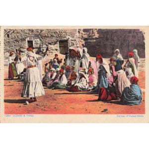 Vintage-Postkarte von Algier, Algerien, 1941, Danses d'Ouled-Nails, US Navy Poststempel 1284 Bild 1