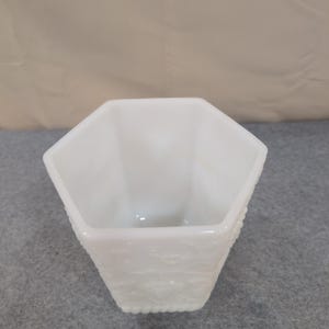 Fire-King Milk Glass Harvest Grape Hexagonal Planter White VTG Anchor Hocking image 2