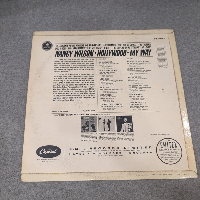 Nancy Wilson Hollywood My Way Vinyl LP 1963 Capitol ST 1934 Stereo Jazz Pop image 2