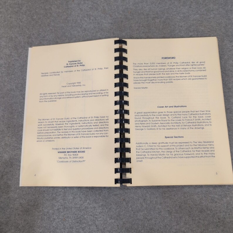 Feast and Fellowship St. Philip Cathedral Atlanta Cookbook 1985 Wimmer Books image 2