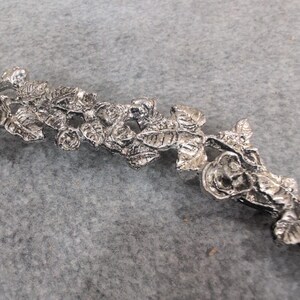 Vintage Silver Tone Cast Metal Rose Floral Wreath Stand Circular image 4