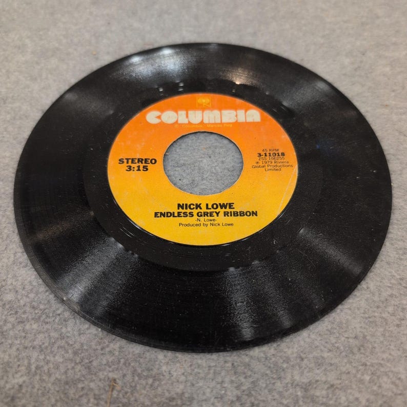 Nick Lowe Cruel To Be Kind Grey Ribbon 1979 Columbia 45 RPM Vinyl 3-11018 image 3