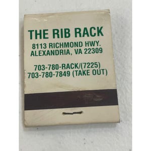 Vintage The Rib Rack Restaurant Matchbook Alexandria VA Collectible Pig image 2