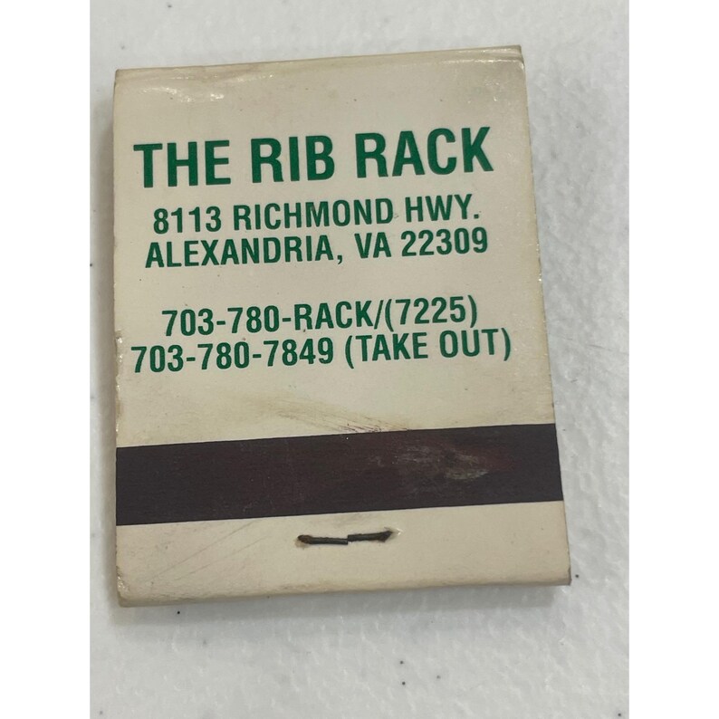 Vintage The Rib Rack Restaurant Matchbook Alexandria VA Collectible Pig image 2
