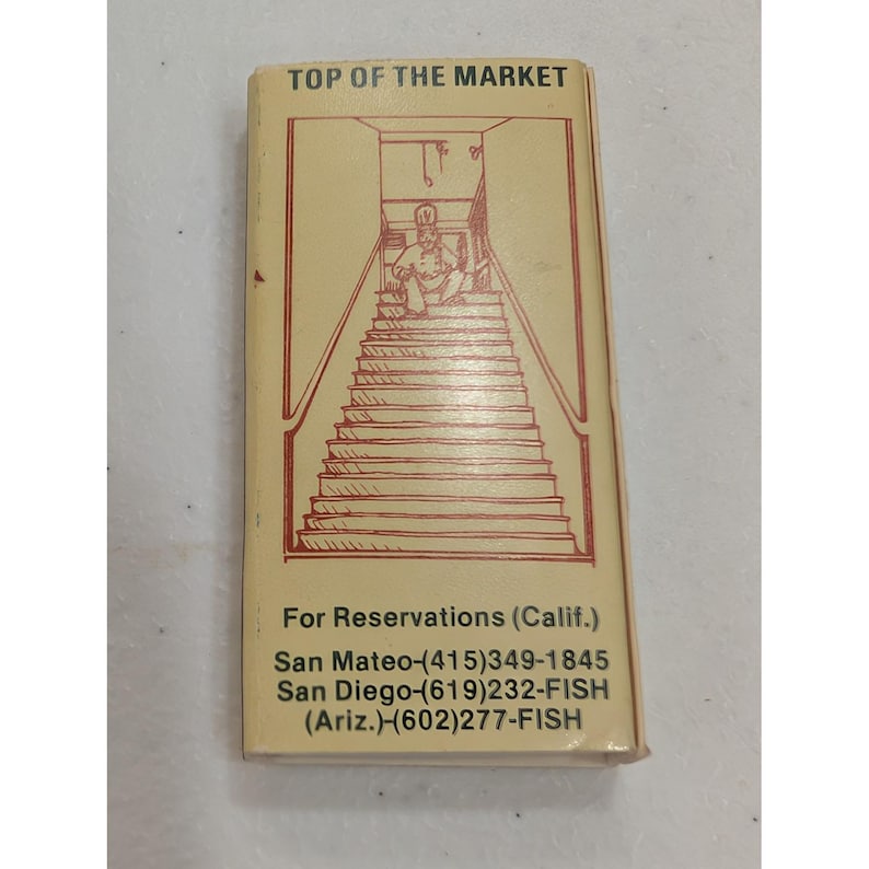 Vintage Top of the Market Restaurant Matchbook San Mateo CA Collectible image 2