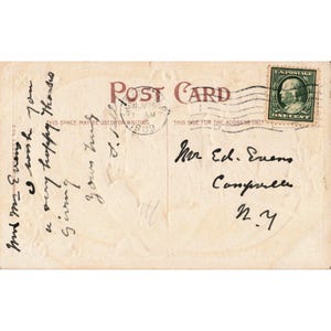 Tarjeta postal de felicitación de Acción de Gracias de 1909, serie n.° 3 con estampado de pavo y calabaza. imagen 2