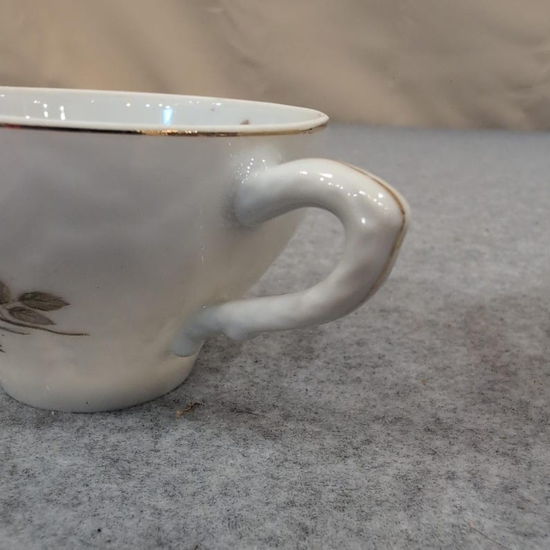Bond Ware L&M Vintage Porcelain Teacups Pink Rose Floral Gold Rim Set of 2 image 5