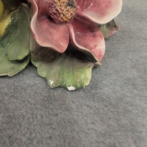 Himark Italy Ceramic Floral Figurine Rose Candle Holder Hand Painted Vintage image 4