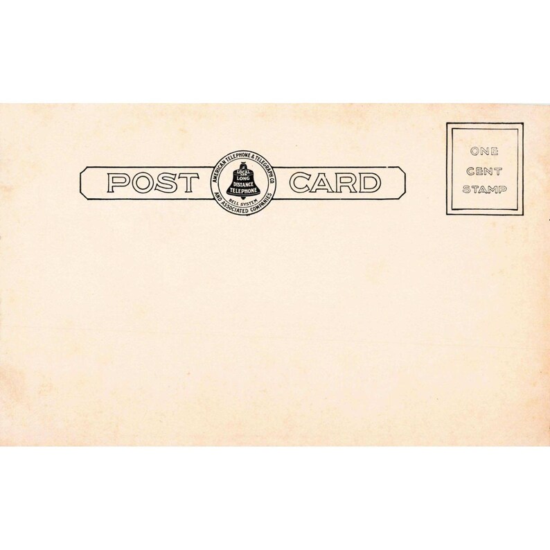 Postal antigua de Bell Telephone anunciando invitados inesperados R-1 Ilustración de AT&T imagen 2