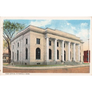 Vintage 1918 Post Office Pittsfield Massachusetts MA Postcard Neoclassical Arch image 1